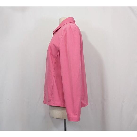 St. John Sport Essentials Jacket Pink Zip Front Cotton Blend Misses Size M - Picture 3 of 7